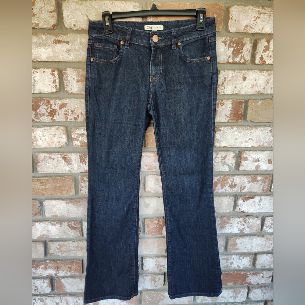 Cabi Women's Blueberry Blue Dark Wash Mid Rise Boot Cut Jeans Sz 4 Casual Y2K